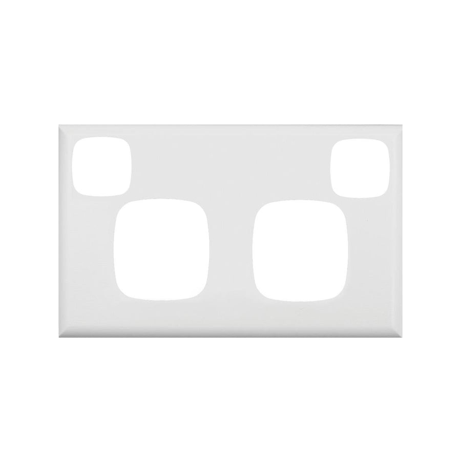 HPM Excel Double Powerpoint Coverplate - White - 117mm - Plastic - Durable - SuperSaverAU - view 1