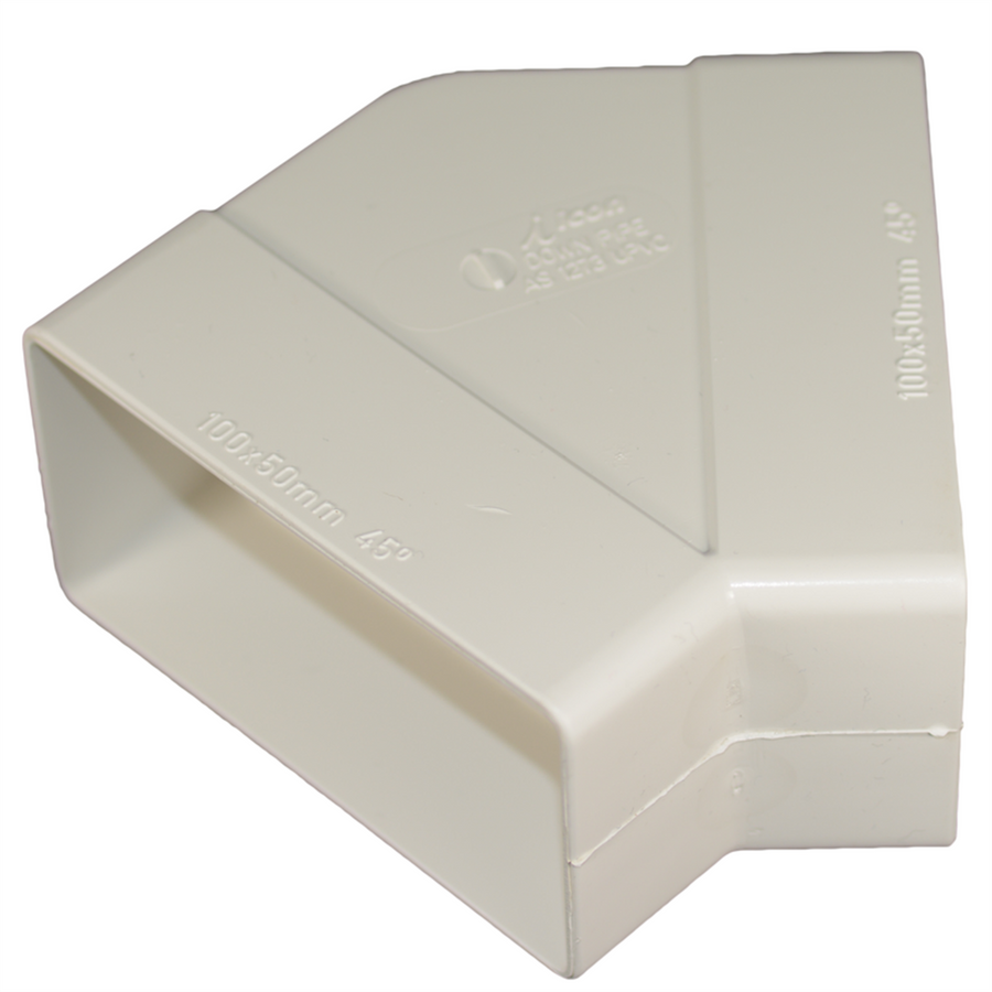 Icon Plastics 44 Square PVC Reverse Elbow Downpipe 45deg Durable - SuperSaverAU - view 1