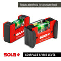 Sola Mini Compact Spirit Level Magnetic Clip - 68mm x 21mm x 42mm - Red - Durable & Portable - SuperSaverAU - view 4