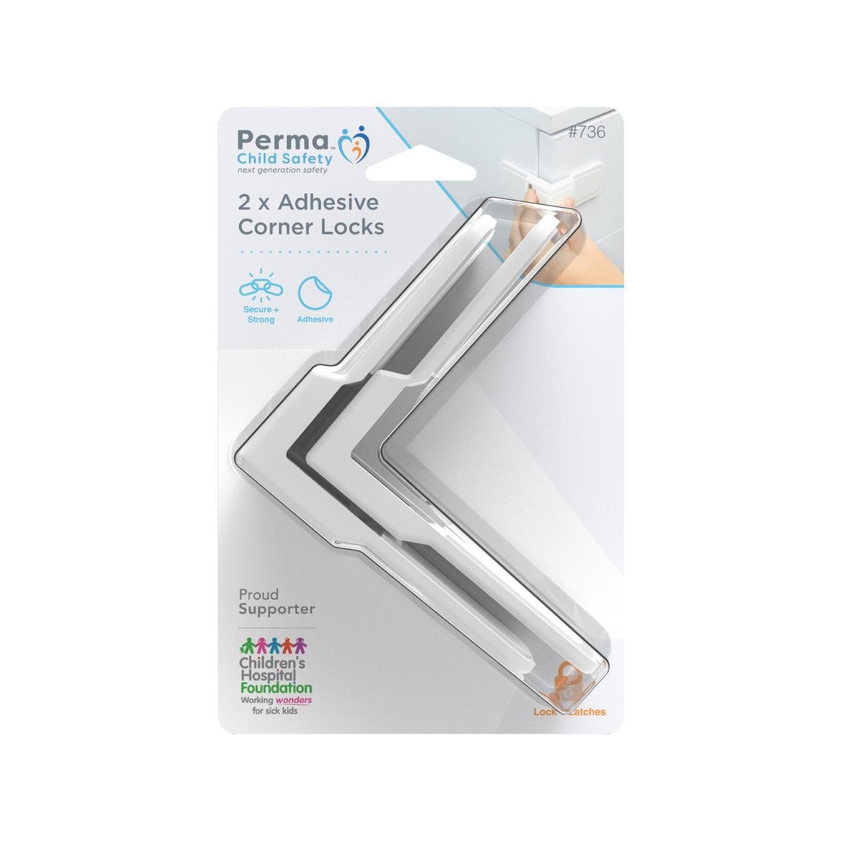 Perma Child Safety Corner Drawer Locks - 2 Pack - Plastic - Easy Install - SuperSaverAU - view 1