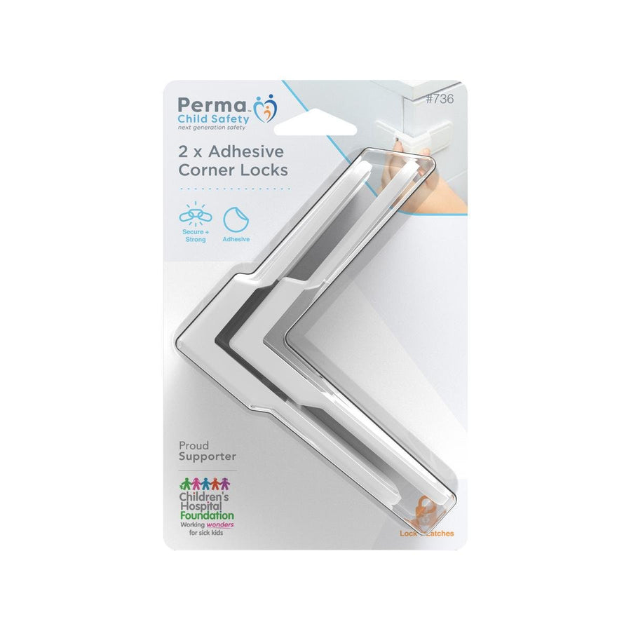 Perma Child Safety Corner Drawer Locks - 2 Pack - Plastic - Easy Install - SuperSaverAU - view 1