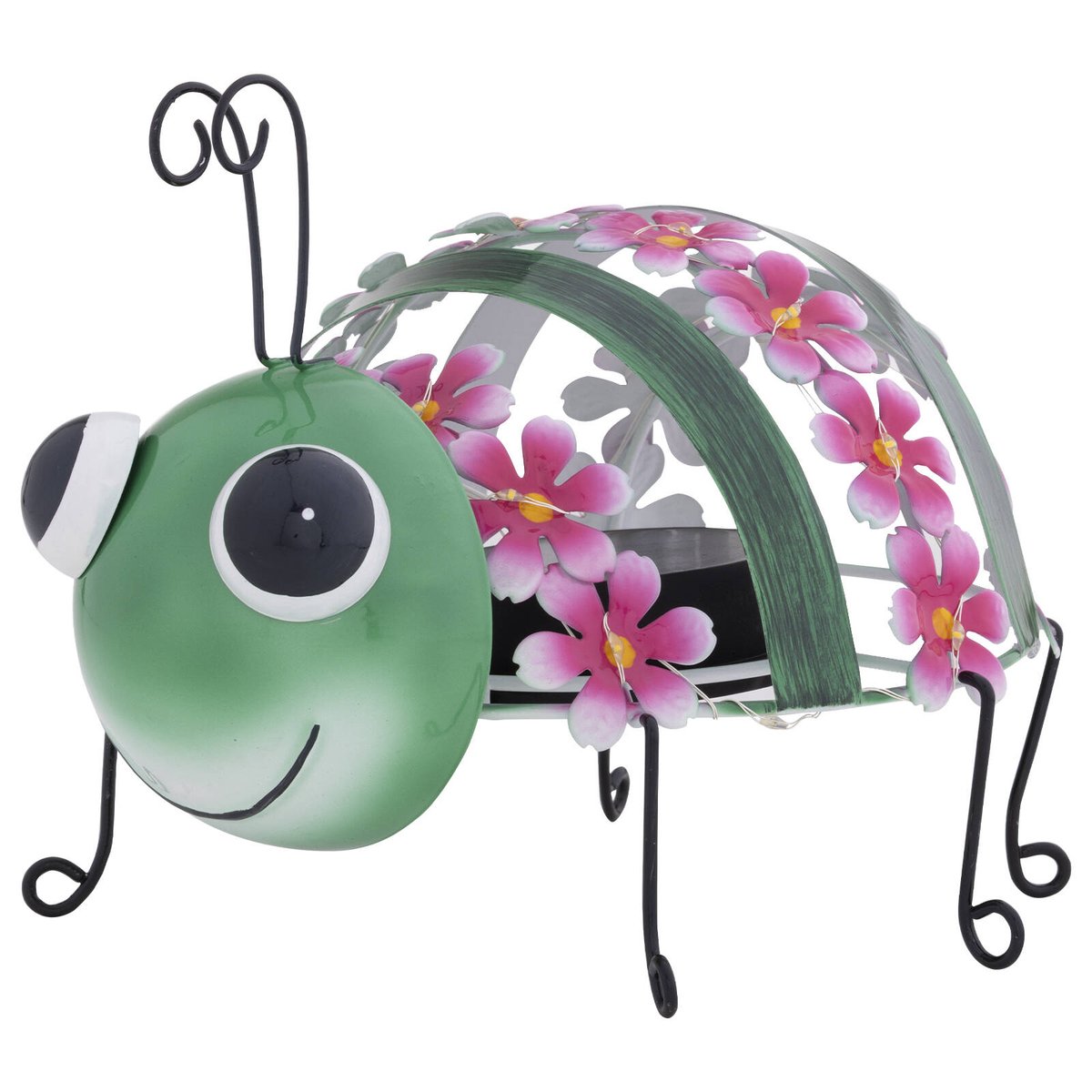 Click Solar Metal Animal Light Grasshopper - Solar Powered - 190mm x 210mm - Green/Pink - SuperSaverAU - view 1