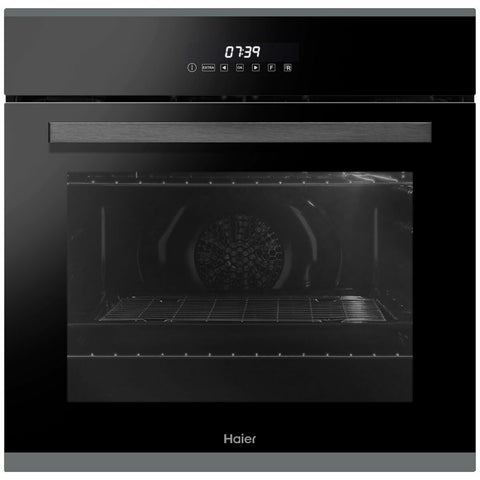 Haier 60cm Pyrolytic Oven - 70L, 10 Functions, Rotisserie, Meat Probe, Black - HWO60S10TPB2