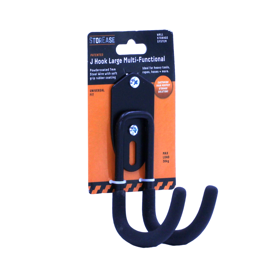 Storease Large Wall Storage System J Hook - 30kg Capacity - Black - SuperSaverAU - view 1