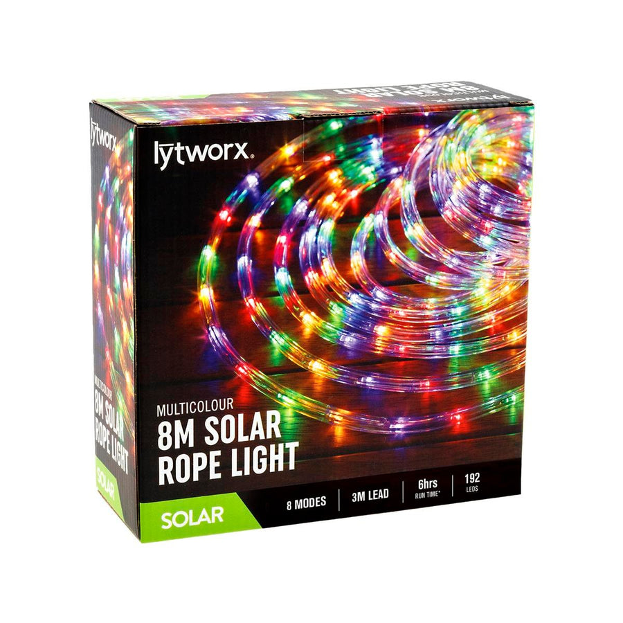 Lytworx 8m Multicolour LED Solar Rope Light - 192 LEDs - 8 Flashing Modes - SuperSaverAU - view 1