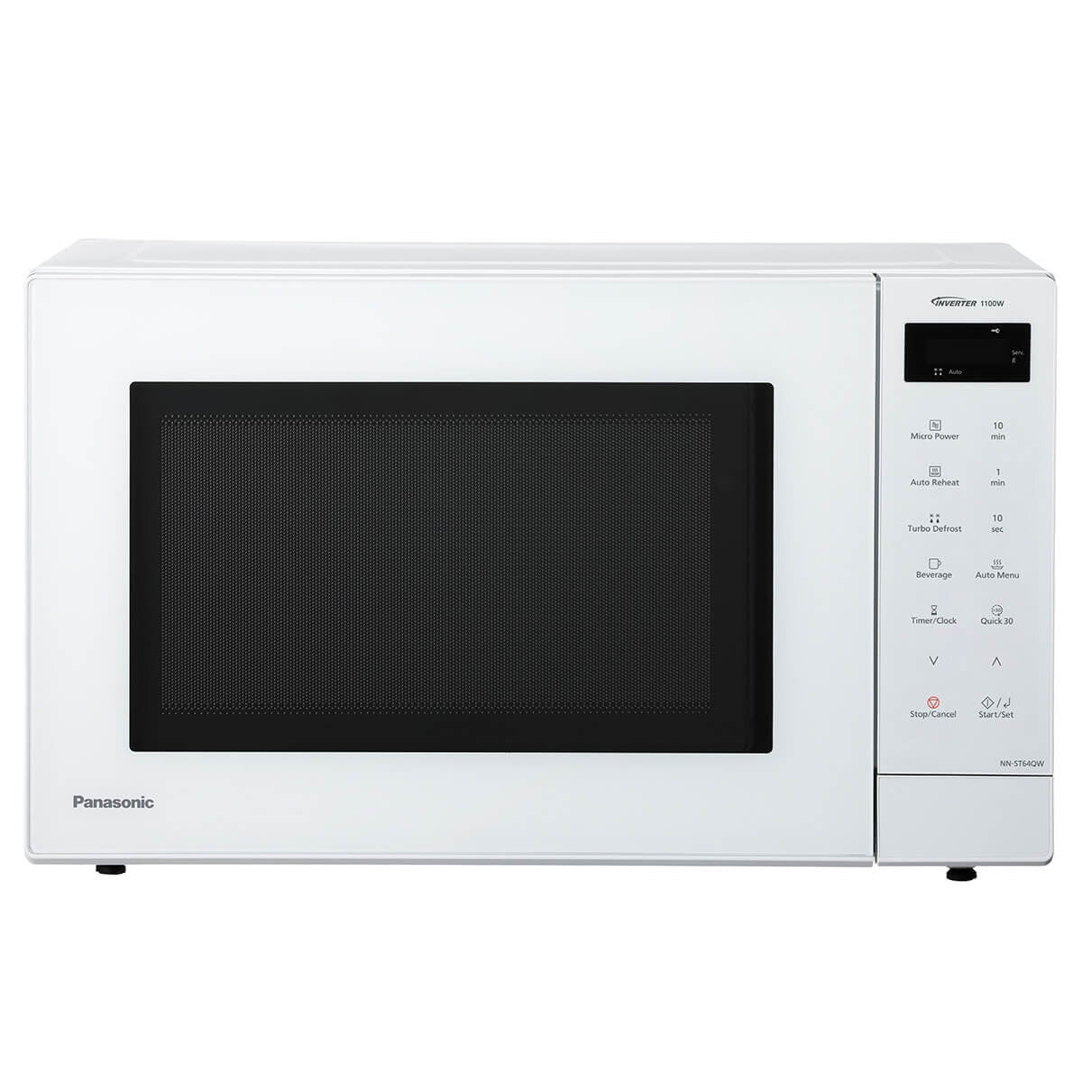 Panasonic 32L 1100W Inverter Microwave - White Glass Finish, 20 Auto Menus, Genius Sensor - NN-ST64QWQPQ