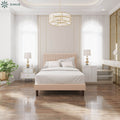 Zinus Double Upholstered Fabric Bed Base - Beige, Tall Headboard, No Box Spring Needed - AU-FHVP-D