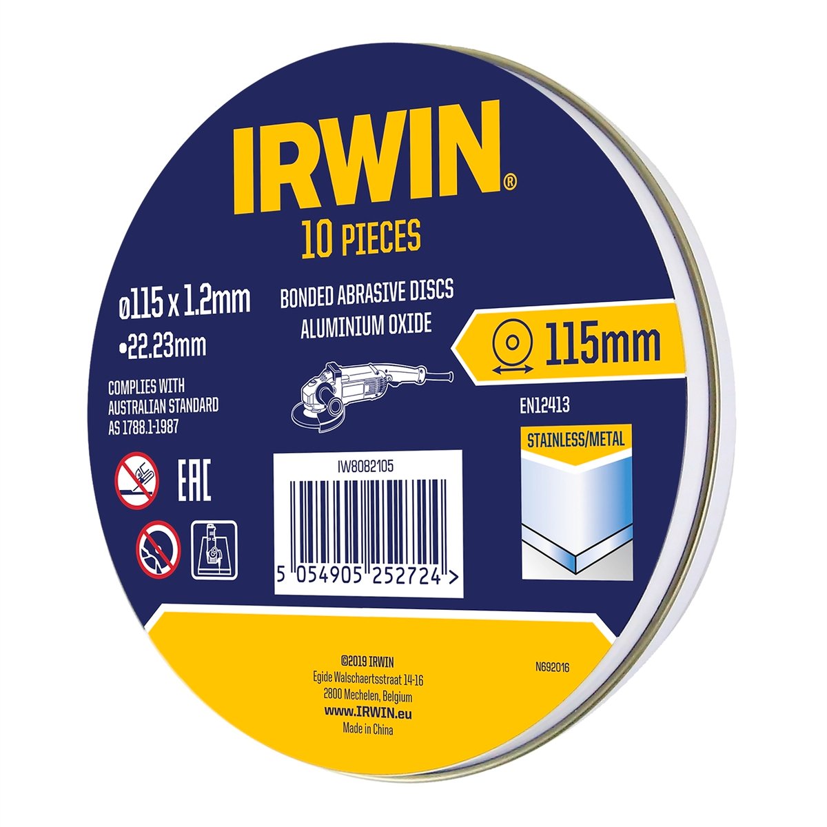 Irwin Metal Cut Off Disc 115mm 10pk - Aluminium Oxide - 2mm Thickness - SuperSaverAU - view 2