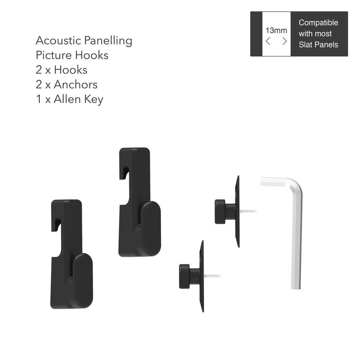 Mode Acoustic Panelling Picture Hooks 2 Pack - 110cm x 110cm - Black - Easy Installation - SuperSaverAU - view 5