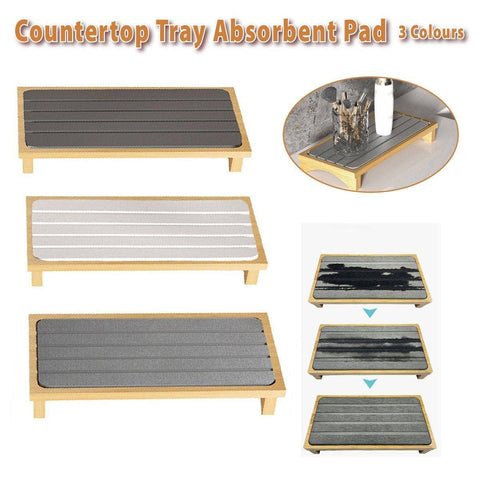 Absorbent Countertop Drainage Mat with Bamboo Tray - Dark Grey - view 2