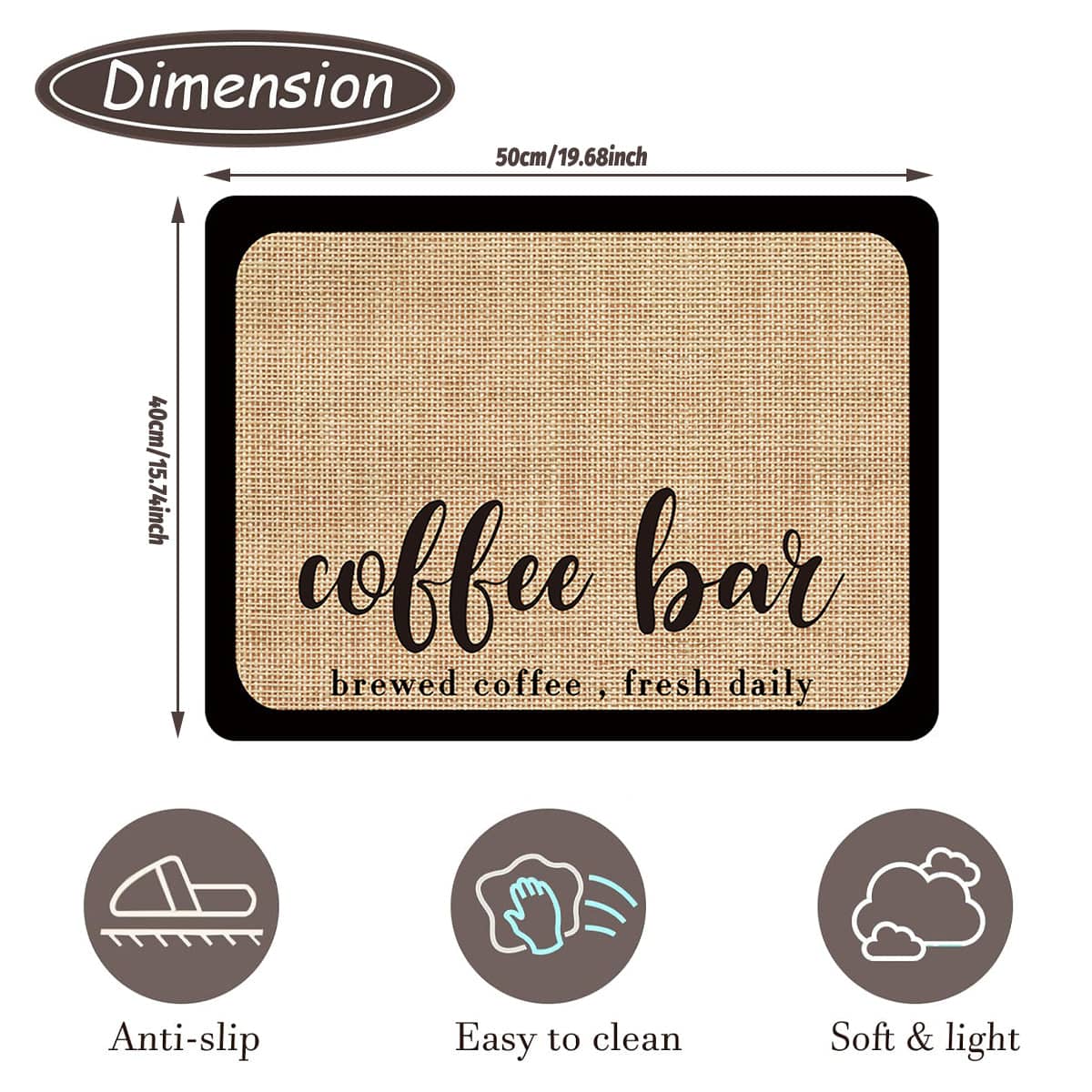 Absorbent Dish Drying Mat, 50 x 40 cm - Coffee Bar Script Print - view 4