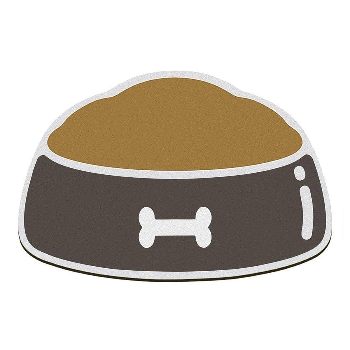 Absorbent Pet Feeding Mat, Bowl Shape with Bone Design - Brown, 60 x 40 cm
