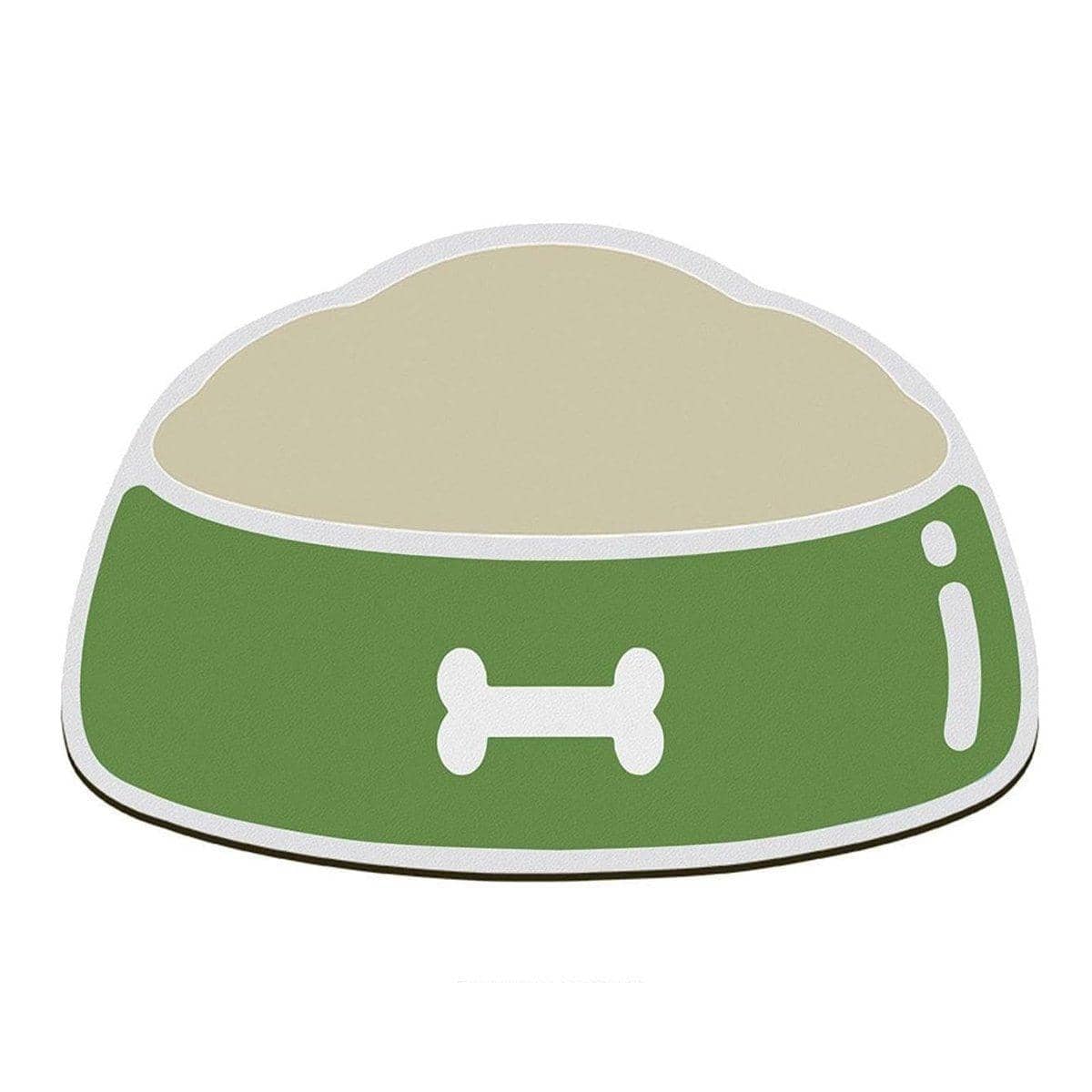 Absorbent Pet Feeding Mat, Bowl Shape with Bone Design - Green, 60 x 40 cm