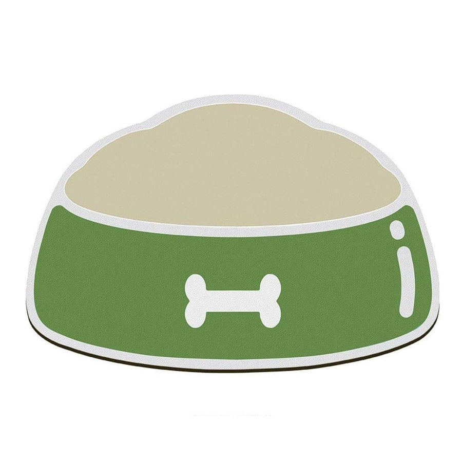 Absorbent Pet Feeding Mat, Bowl Shape with Bone Design - Green, 60 x 40 cm