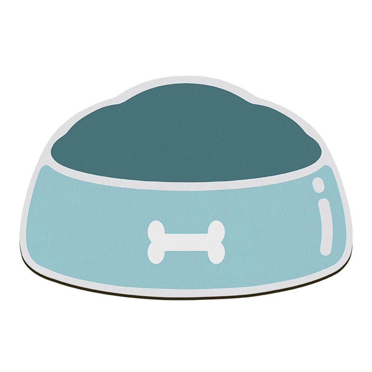 Absorbent Pet Feeding Mat, Bowl Shape with Bone Design - Light Blue, 60 x 40 cm