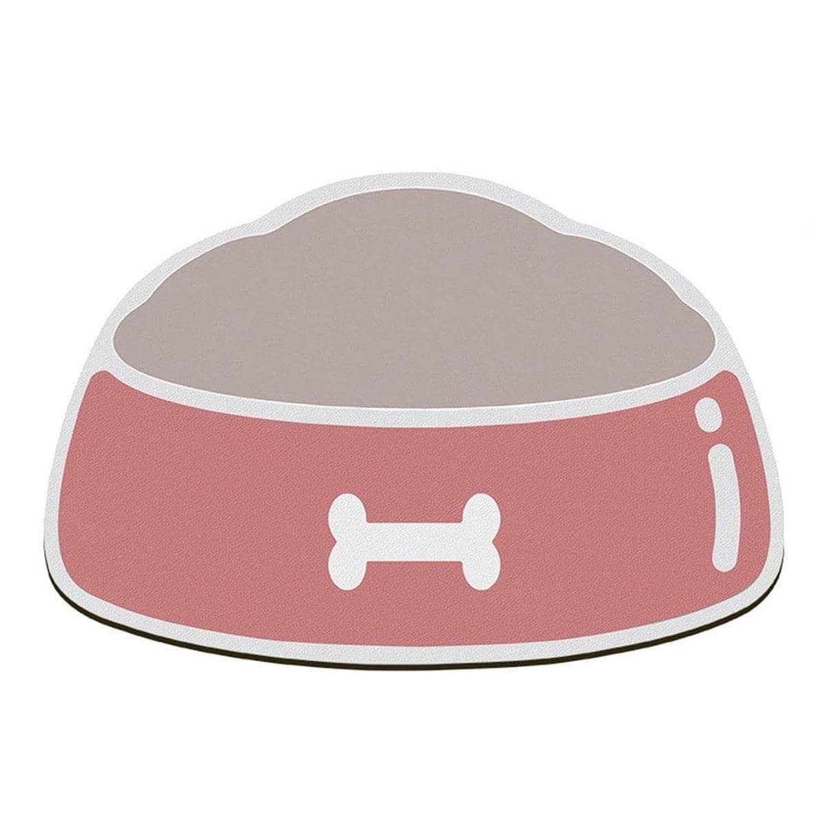Absorbent Pet Feeding Mat, Bowl Shape with Bone Design - Pink, 60 x 40 cm