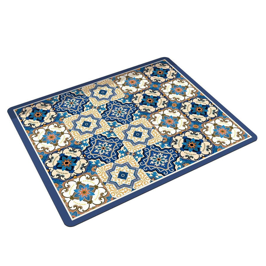 Absorbent Washing Machine Top Mat - Blue Tile Pattern, 60 x 50 cm