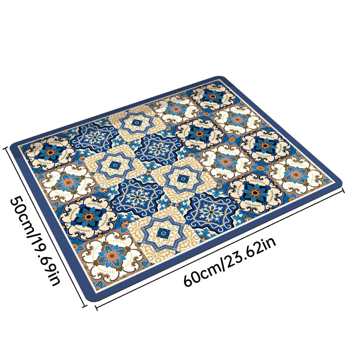 Absorbent Washing Machine Top Mat - Blue Tile Pattern, 60 x 50 cm - view 4