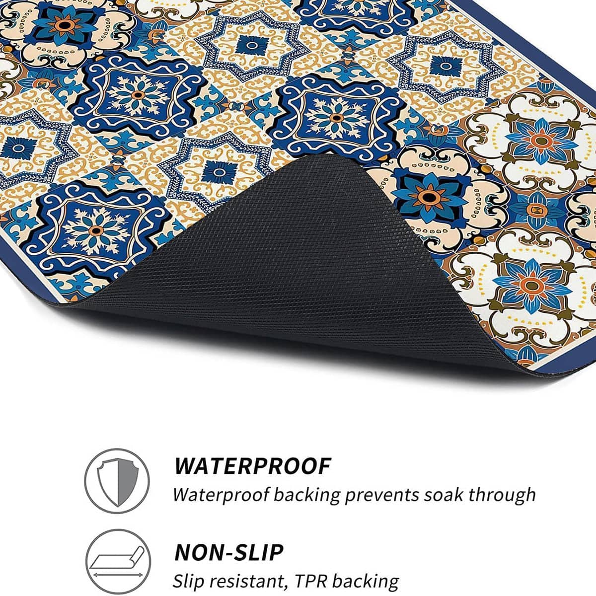 Absorbent Washing Machine Top Mat - Blue Tile Pattern, 60 x 50 cm - view 5