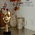 Abstract Face Resin Sculpture in Gold with Black Base for Living Room - view 4