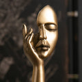 Abstract Face Resin Sculpture in Gold with Black Base for Living Room - view 5