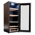 LeCavist Cuvee Emilion 111 Bottle Single Zone Wine Fridge - Black, UV Protected Glass Door - LCS100VN