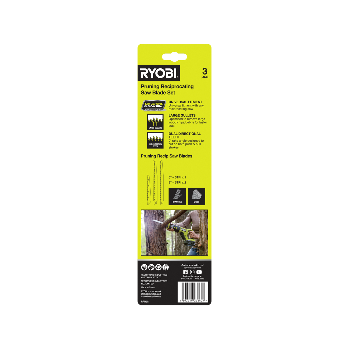 Ryobi Reciprocating Saw Blade Set - 3 Piece - 228mm & 152mm - Pruning Blades - SuperSaverAU - view 2