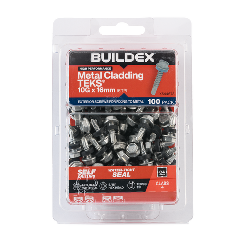 Buildex 10g x 16mm Cladding Fencing Teks Screws with Seal - 100 Pack - Self-Drilling - Corrosion Resistant - SuperSaverAU - view 1
