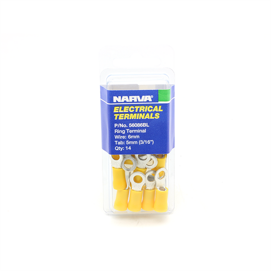 Narva Yellow Flared Vinyl Insulated Ring Terminal 5mm 14 Pack - SuperSaverAU - view 1