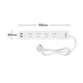 Arlec 4 Outlet Powerboard with USB Chargers - 290mm - White - Overload Protection - SuperSaverAU - view 5