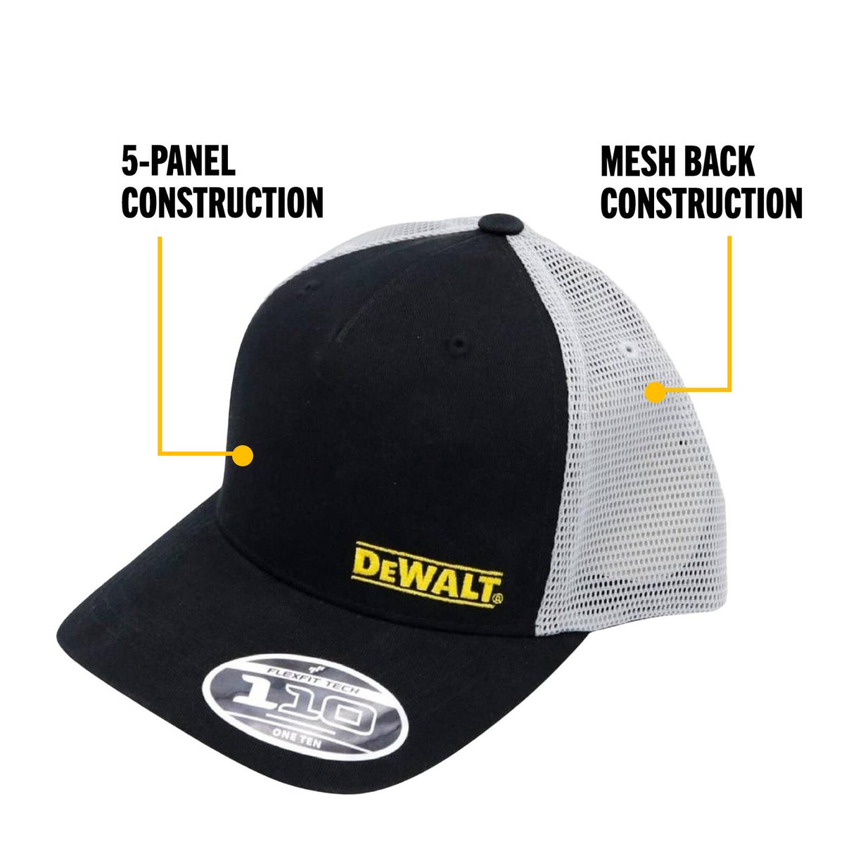 Dewalt Trucker Hat - Black Grey - Adjustable Fit - Breathable Mesh - One Size - SuperSaverAU - view 3
