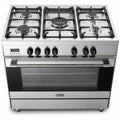 DeLonghi 90cm Dual Fuel Freestanding Oven - 130L Oven, 5 Gas Burners with Wok Burner - DEF908S