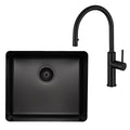 Titan Essentials 520mm Single Bowl Sink and Pull Out Gooseneck Mixer Tap Package - Matte Black - TSBSPK522