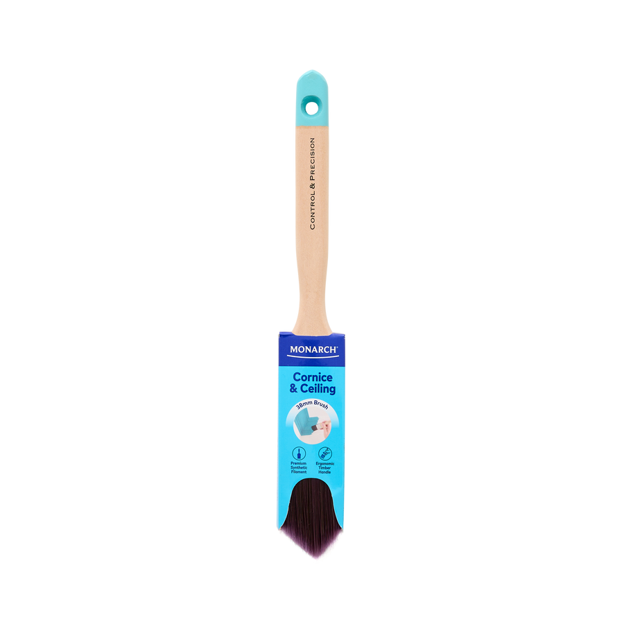 Monarch 38mm Cornice and Ceiling Synthetic Paint Brush, Diamond Tip Timber Handle