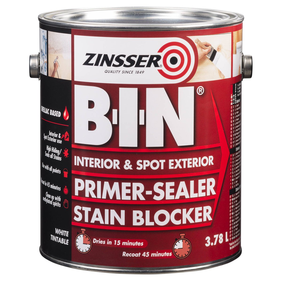 Zinsser B-I-N Primer Sealer 3.78L Shellac-Based Odour Blocking - SuperSaverAU - view 1
