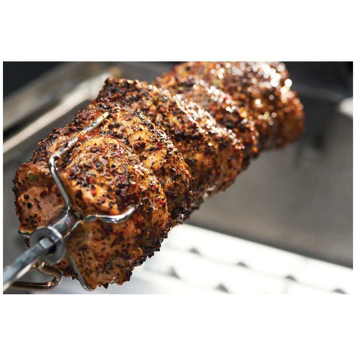 Broil King Deluxe Universal Rotisserie Kit - Motor, Spit Rod and Spit Forks, Stainless Steel - 66009