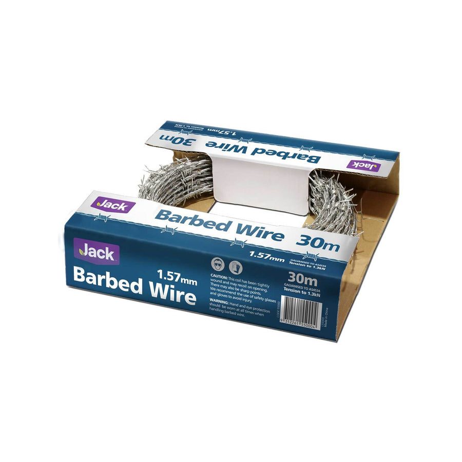 Jack 1.57mm x 30m High Tensile Galvanised Steel Barbed Wire