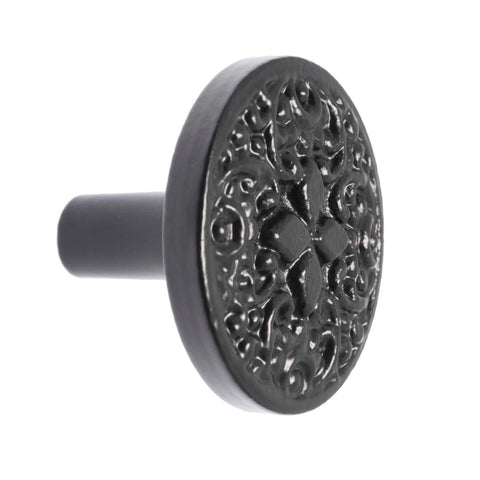Lane Black Round Iron Knob - 40.97mm x 31.78mm x 40.97mm - Matte Black - SuperSaverAU - view 1
