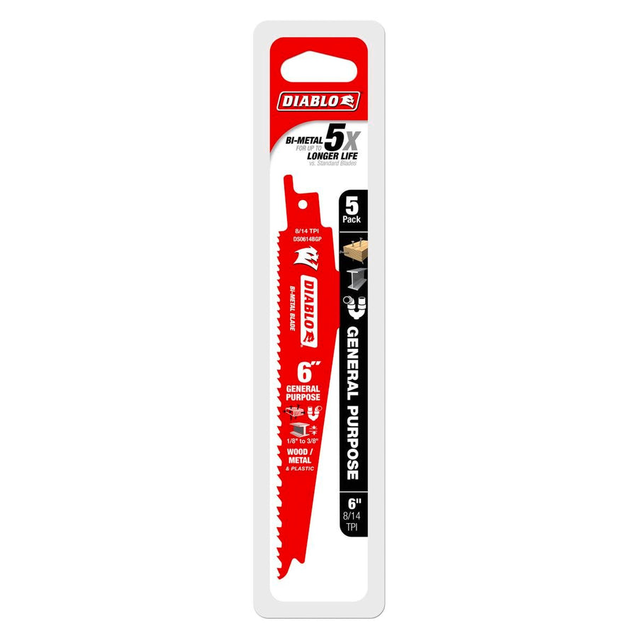 Diablo Reciprocating Saw Blades - 6" - Bi-Metal - Durable - 5 Pack - SuperSaverAU - view 1