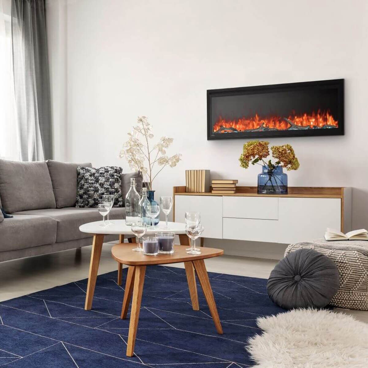 Napoleon Entice 60 Wall Hanging Electric Fireplace - Nearly Frameless Glass, Black - NEFL60CFH-1-AU