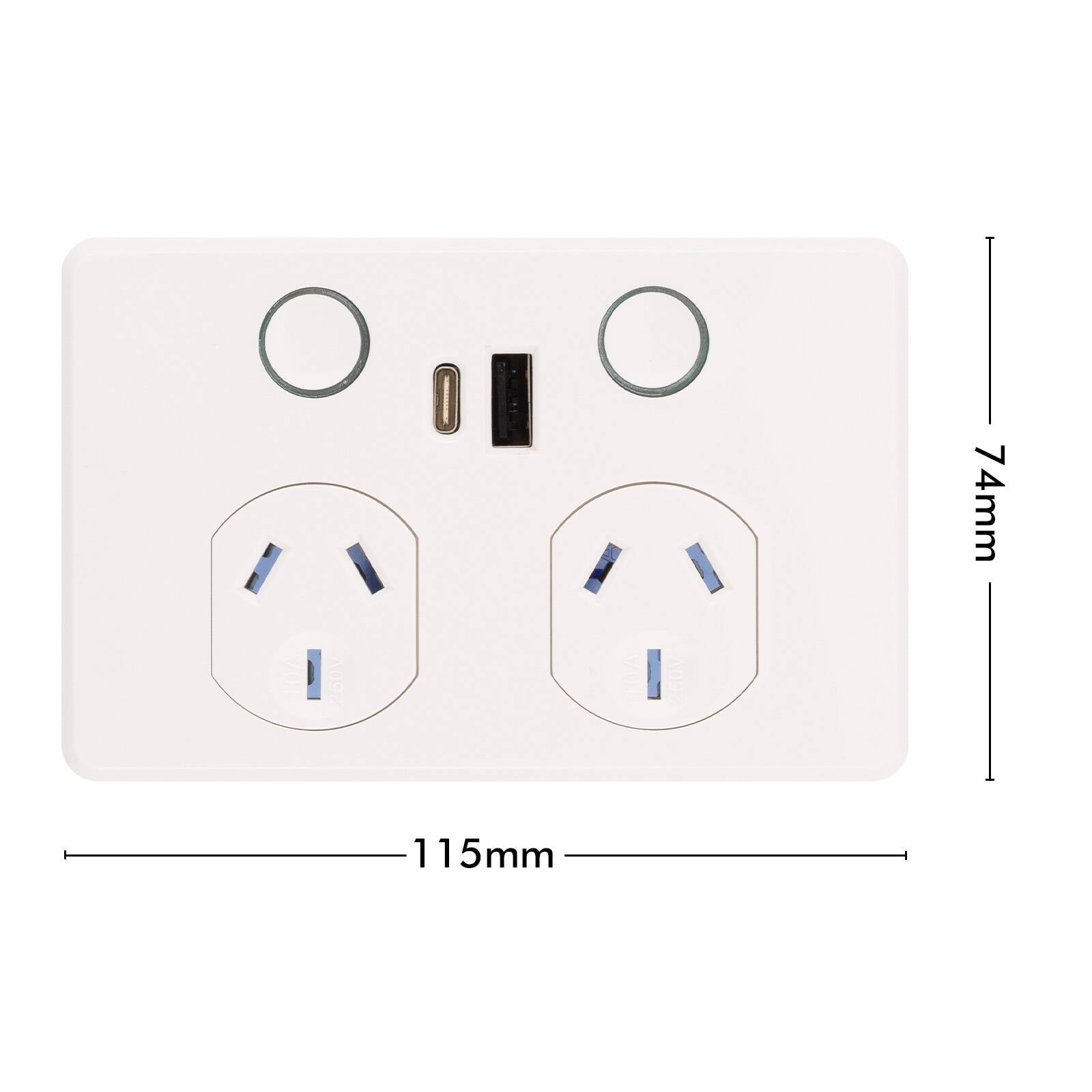 DETA Touch Double Power Point with USB-A & USB-C PD20W Fast Charging Indoor