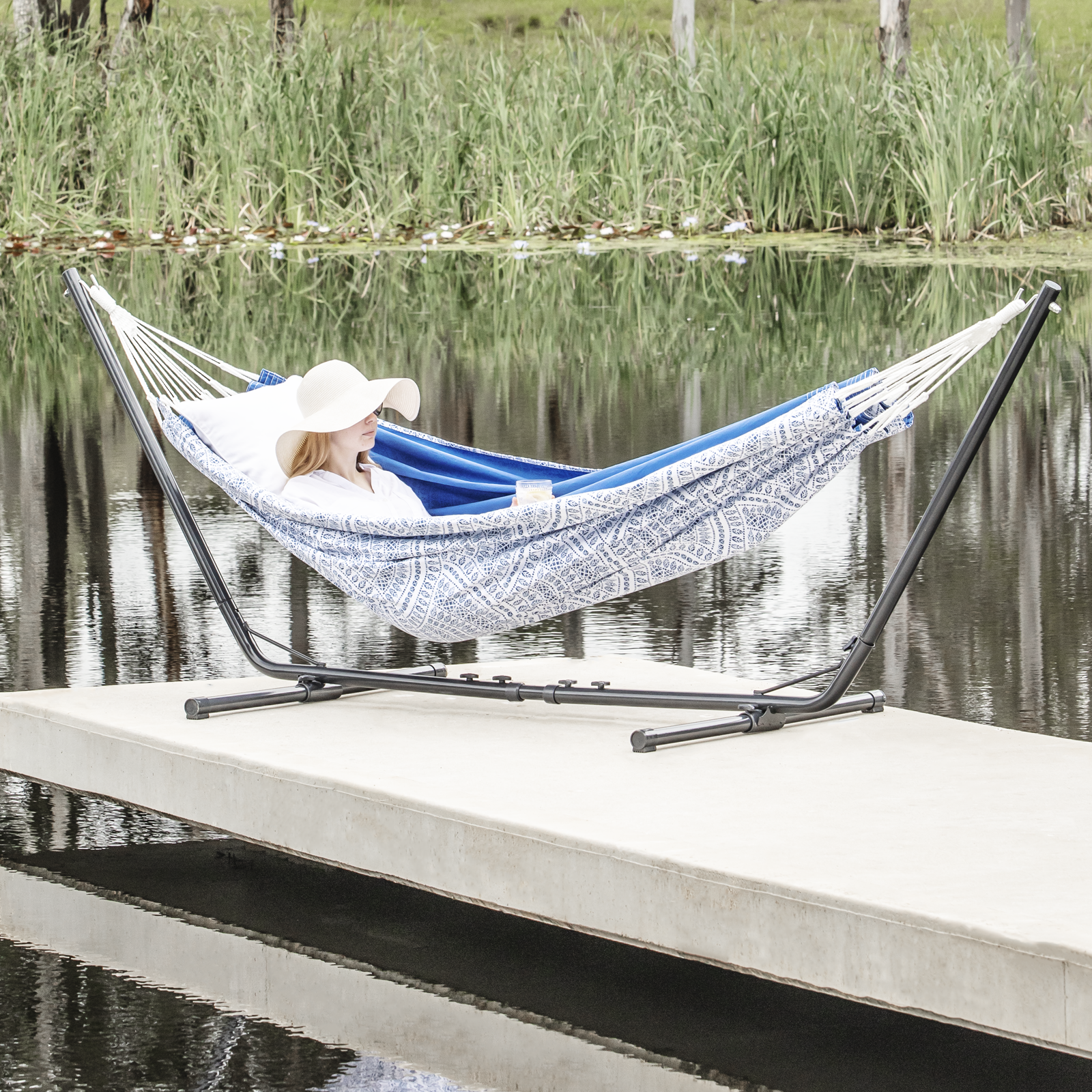 Two Trees Single Cotton Hammock 120 x 220cm UV Protected 140kg
