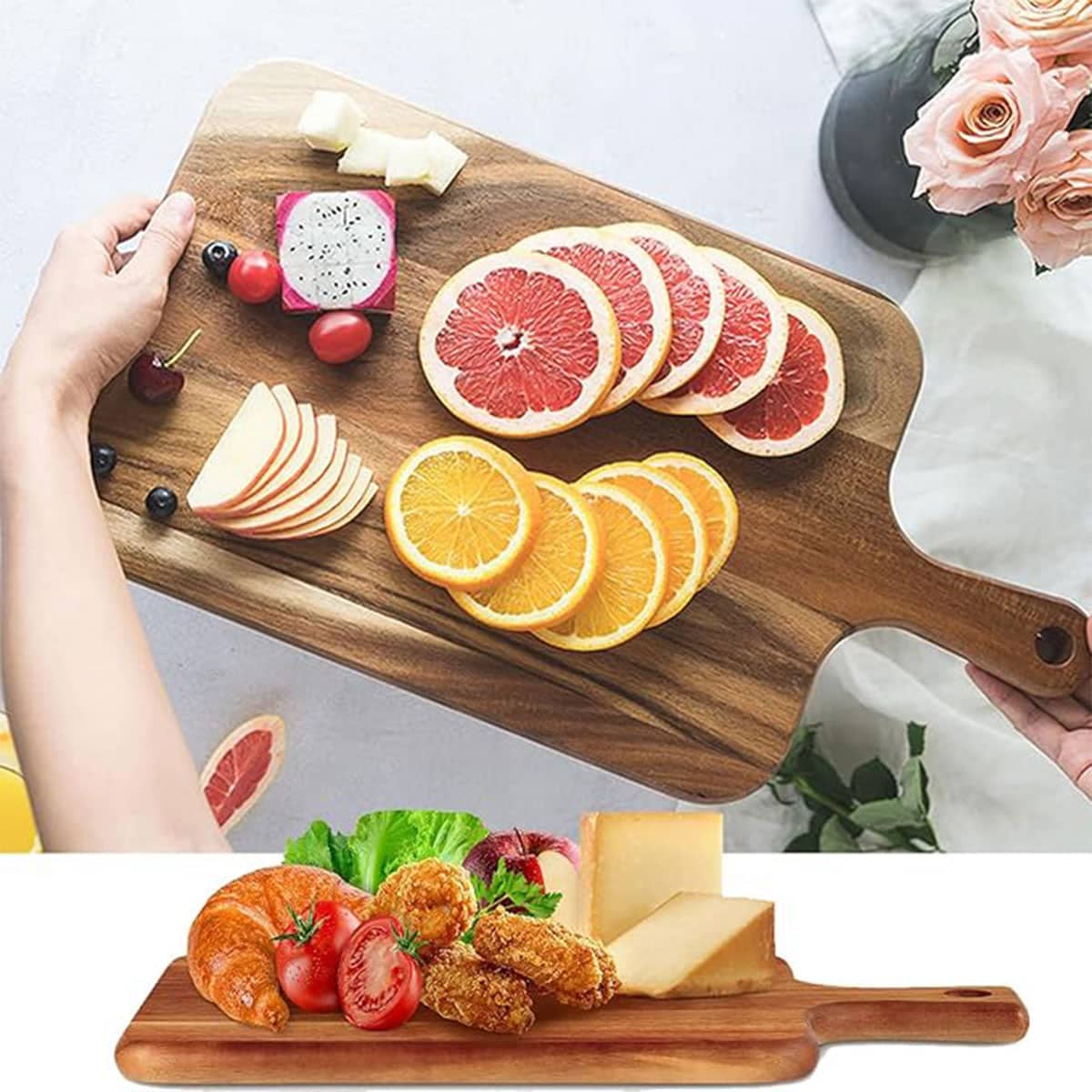 Acacia Wood Cutting Board with Handle - 35 x 18 cm - view 5
