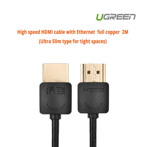 UGREEN High speed with Ethernet full copper Ultra Slim HDMI cable 2M (11199) - SuperSaverAU - view 1