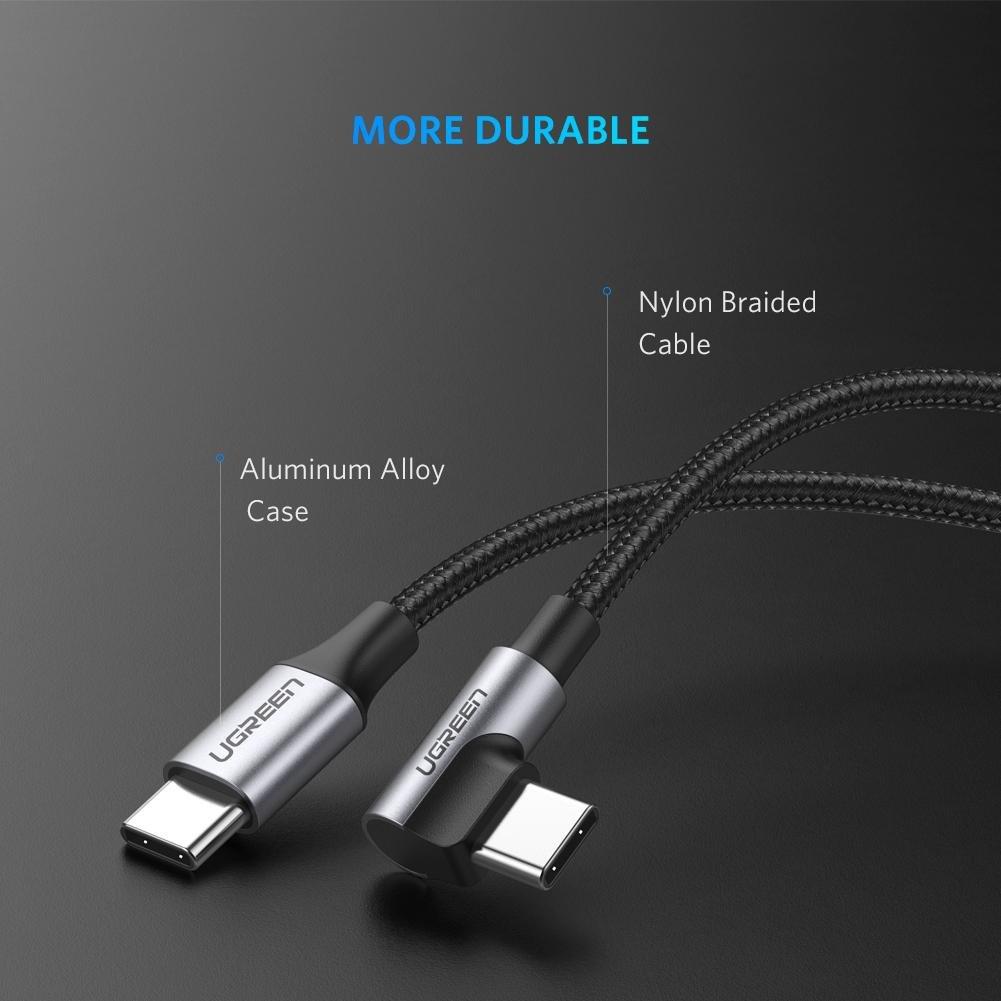 UGREEN 50125 Angled USB-C Cable 2M - Gray Black
