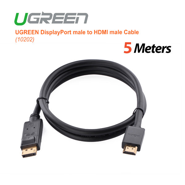 UGREEN DisplayPort to HDMI Male Cable 5M Black High-Speed Connector