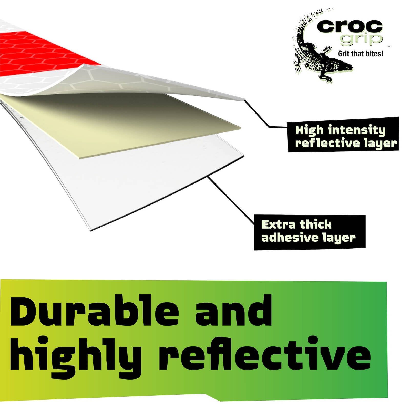 Croc Grip 10m x 50mm White and Red Reflective Safety Tape