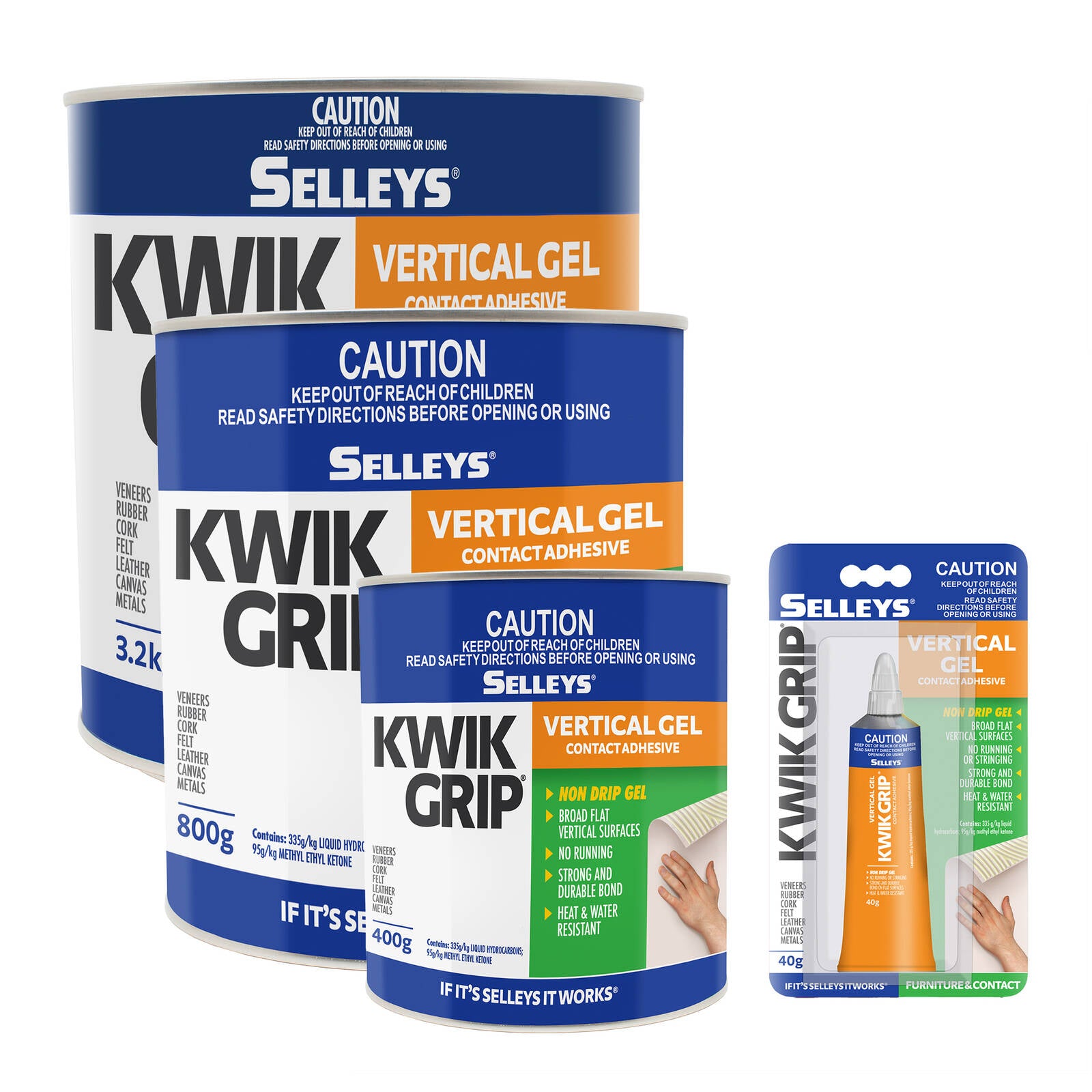 Selleys 400g Kwik Grip Gel Vertical Contact Adhesive - Solvent-Based, Non-Run