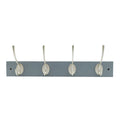 Adoored 4 Double Silver Hook Grey Board Deco Hook Rack - 455mm x 65mm x 145mm - Durable Timber & Steel - Easy Installation - SuperSaverAU - view 1