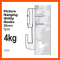 Everhang 4kg White Plastic Picture Hanging Utility Hook - 5 Pack